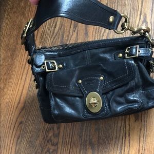 Coach black leather purse brass hardware